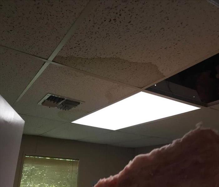 Water damage to ceiling.