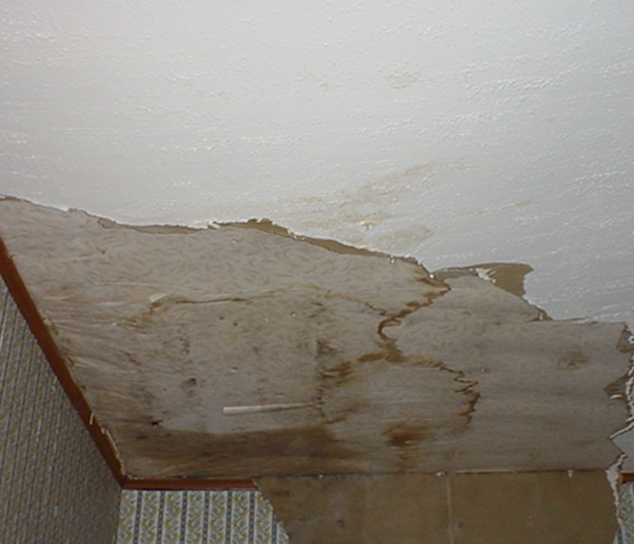 Water damaged ceiling in a home.